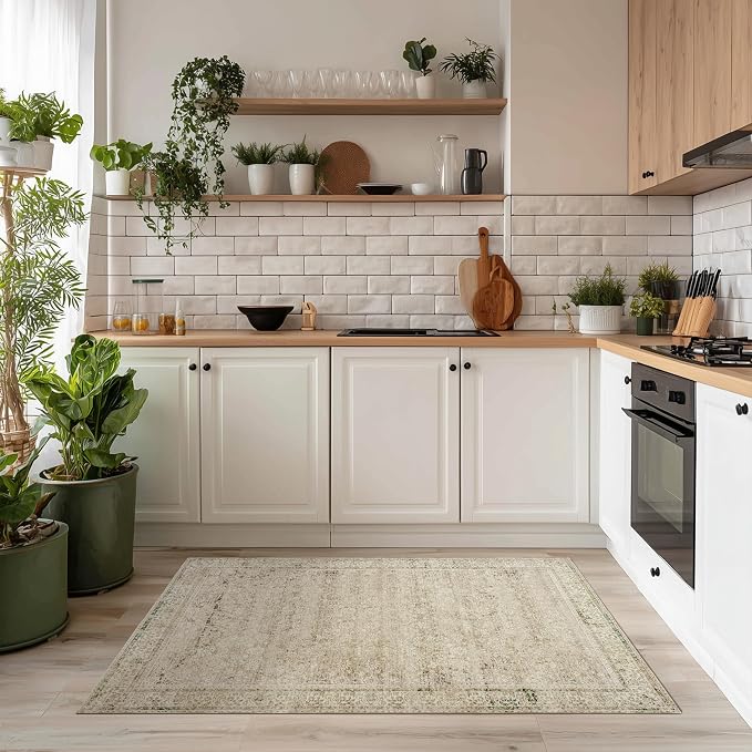 BILEEHOME Boho Kitchen Rug Washable, 2x3 Non Slip Farmhouse Neutral Small Area - Image 8