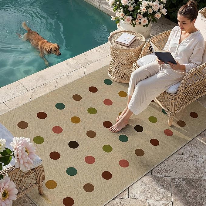 HUGEAR 3x5 Jute Outdoor Indoor Rug Washable Geometric Linen Textured Weave High - Image 2