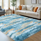 WISH TREE Blue Rugs for Bedroom, 4x6 Fluffy Fuzzy Modern Indoor Floor Rugs for - Image 3