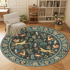 DUKINO 6ft Round Rug for Bedroom, Animal Print Washable Circle Rug by DUKINO