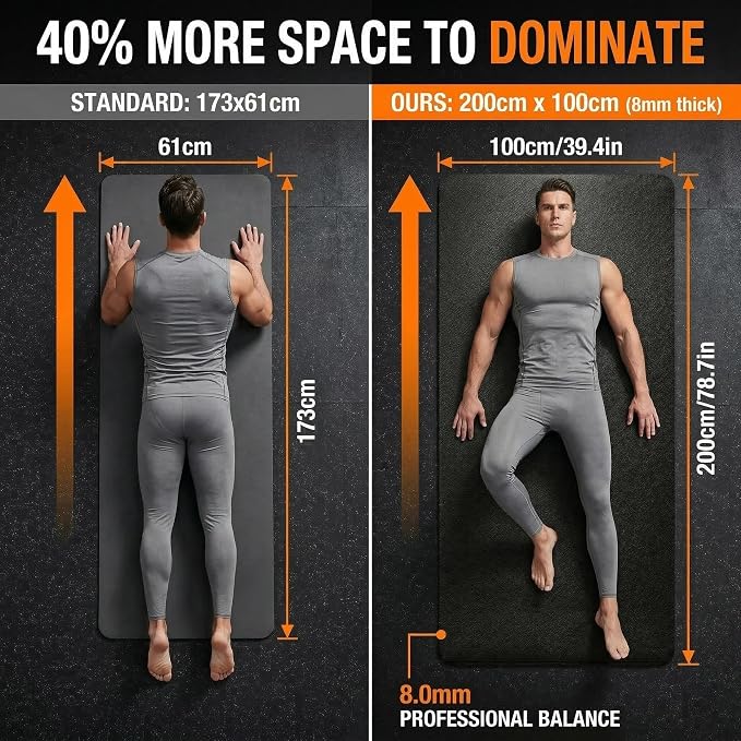 Extra Large Yoga Mat for Men, Oversized Non-Slip TPE Workout Mat for Home Gym - Image 3