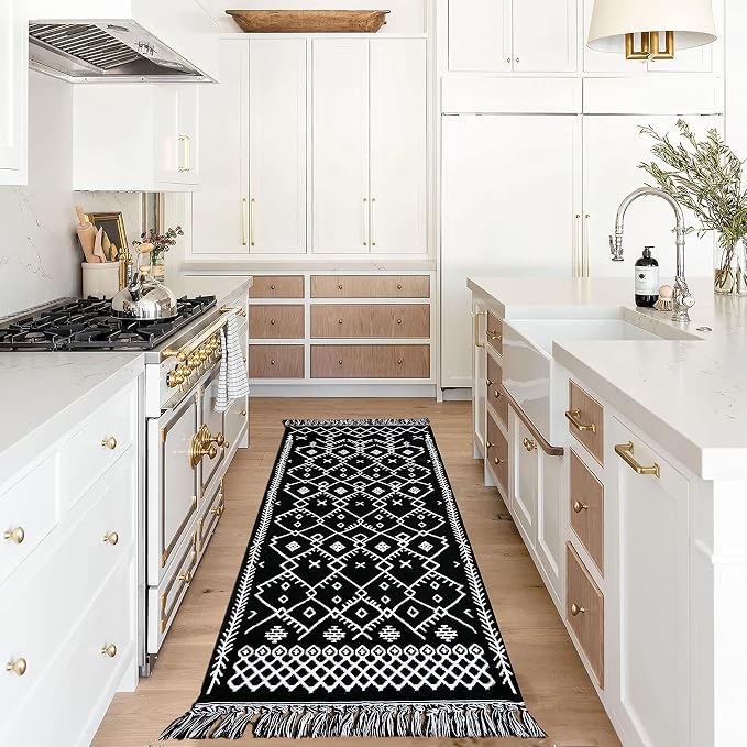 IOHOUZE Kitchen Hallway Runner Rug -2'x6' Boho Black White Entryway Runner Rugs - Image 2