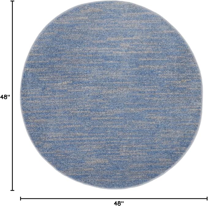 Nourison Home Nourison Essentials Blue Grey 4' x Round Area Rug - Image 2