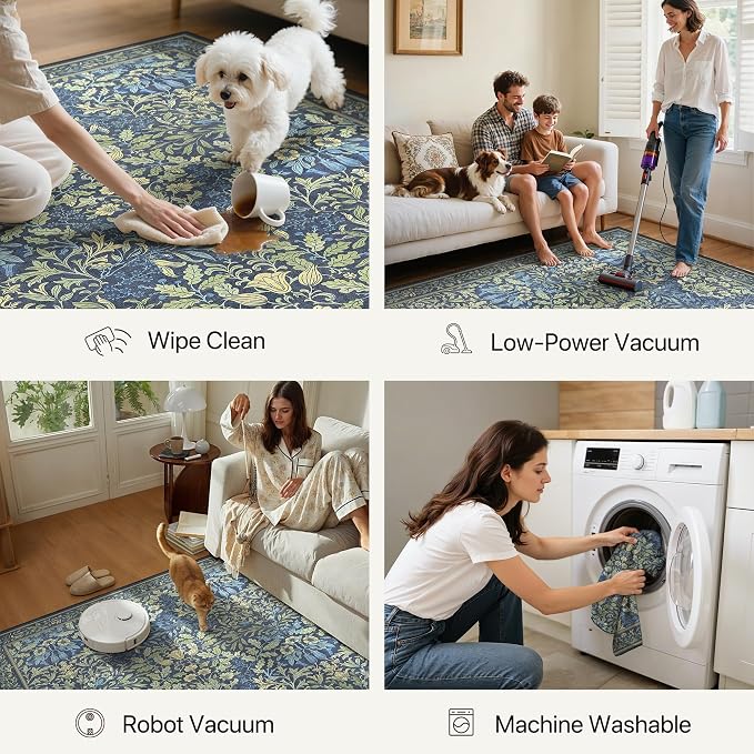 GENIMO 2x10 Runner Rug Non Slip Washable, Vintage Floral Kitchen Runner Rug - Image 6