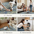 GENIMO 6x9 Washable Area Rug, Non-Slip Vintage Boho Floral Carpet, Soft - Image 6