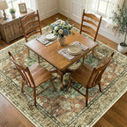RELEANY Area Rugs Square 8ft Washable Non-Slip, Floral Vintage Distress by RELEANY
