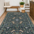 Vintage 4x6 Washable Entryway Rug, Non-Slip Low Pile Stain Resistant Carpet - Image 3