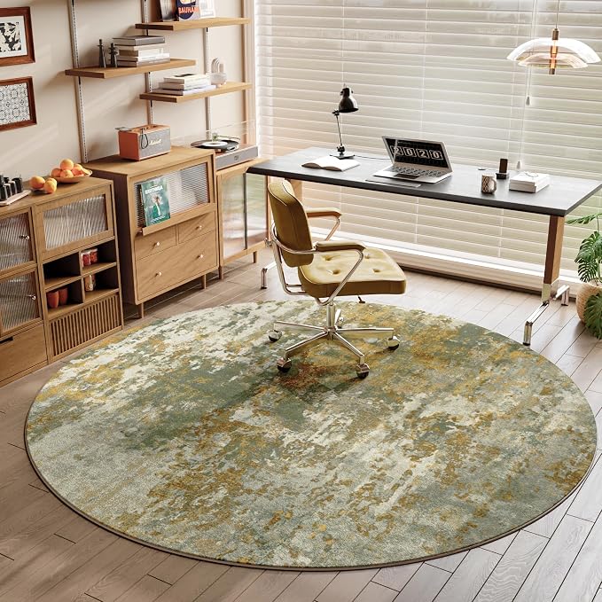 Green Round Area Rugs 4ft Washable Circle Rug - Image 2