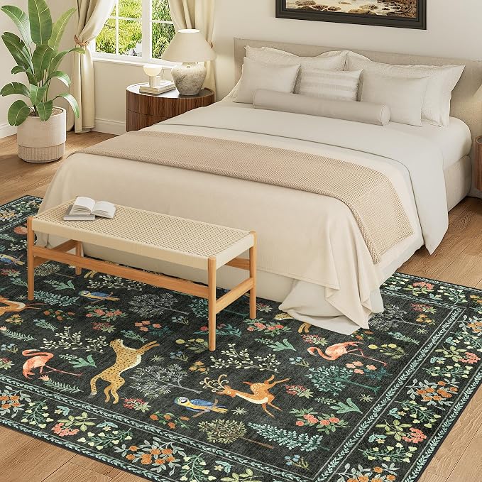DUKINO 5x7 Rug, Washable Animal Living Room Rug - Image 4