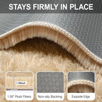 2x6 ft Beige Runner Rugs for Bedroom Living Room, Soft Plush Fluffy Throw Rug - Image 6