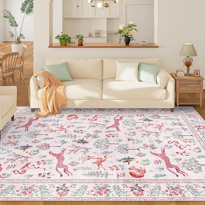 DUKINO 5x7 Rug, Washable Animal Living Room Rug - Image 3