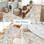 3x7 Washable Non-Slip Kitchen Runner Rug – Modern Abstract Neutral Beige & Gray - Image 4