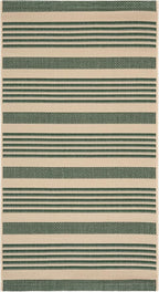 SAFAVIEH Courtyard Collection 4' x 5'7" Beige/Dark Green CY6062 Stripe Indoor/ - Image 3