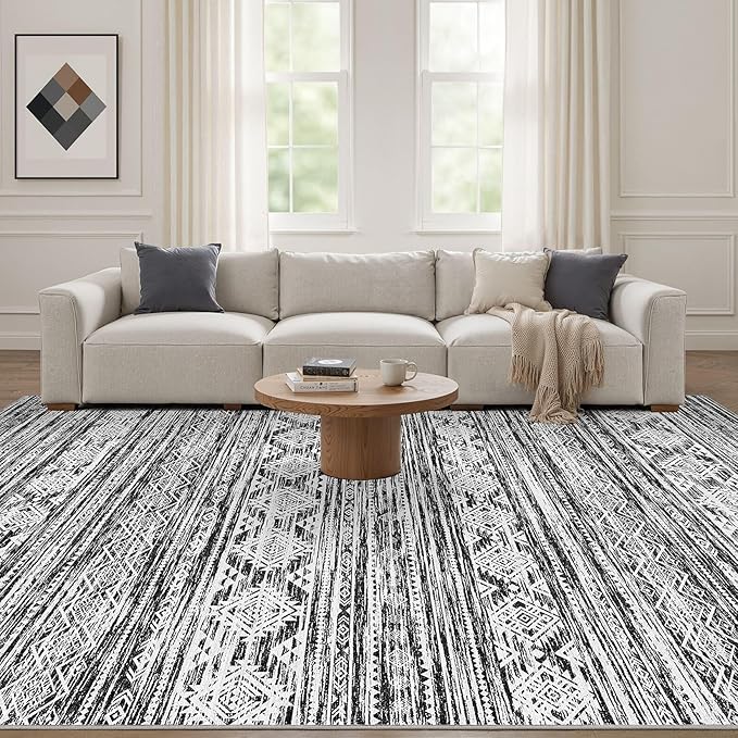 Nakagishi 8x10 Area Rugs Living Room: Washable Large Neutral Soft Rug Stain - Image 4
