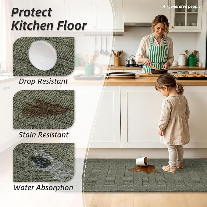 BEQHAUSE Kitchen Rugs Set of 2 Non-Slip Washable Kitchen Mats - Image 3