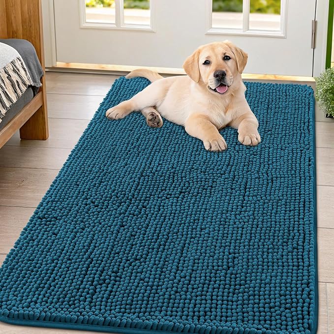 Smiry Dog Door Mat for Muddy Paws 47x32, Absorbent Dirt Trapper, Non-Slip by Smiry