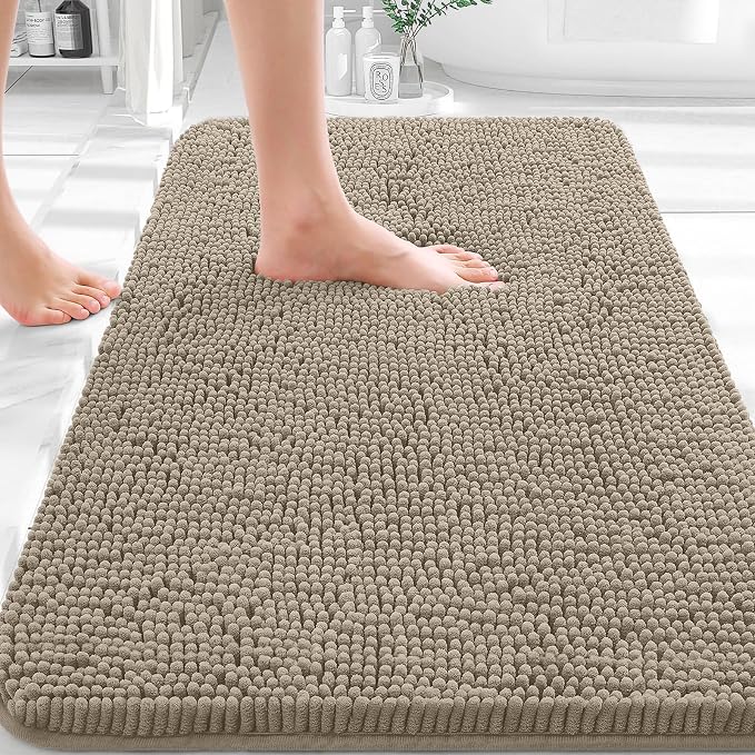 OLANLY Bathroom Rugs 32x20, Extra Soft Absorbent Chenille Bath Rugs, Rubber by OLANLY