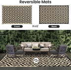Smiry Waterproof Outdoor Rug 9x12 ft, Reversible Plastic Straw Patio Camping - Image 3