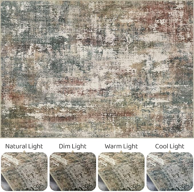 6x9 Area Rug Washable Rugs: Living Room Large Abstract Modern Soft Stain - Image 9