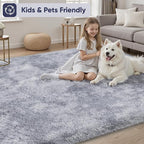 Area Rug for Living Room Bedroom: 9x12 Light Grey Soft Fluffy Shag Upgrade - Image 4