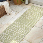 JONATHAN Y Moroccan Geometric Indoor Outdoor Runner Rug 2X8 Light Green/Cream - Image 3