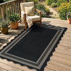 LIVEBOX Scalloped Washable 3x5 Outdoor Rug, Indoor Non Slip Patio Rugs - Image 2