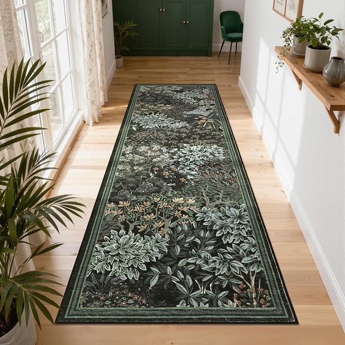 GarveeHome Forest Runner Rug, Botanical Low Pile Non Slip Stain Resistance - Image 2