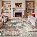 Rugflix 9x12 Area Rugs for Living Room, Washable Large Rug Stain-Resistant Low by RugflixAreaRugs
