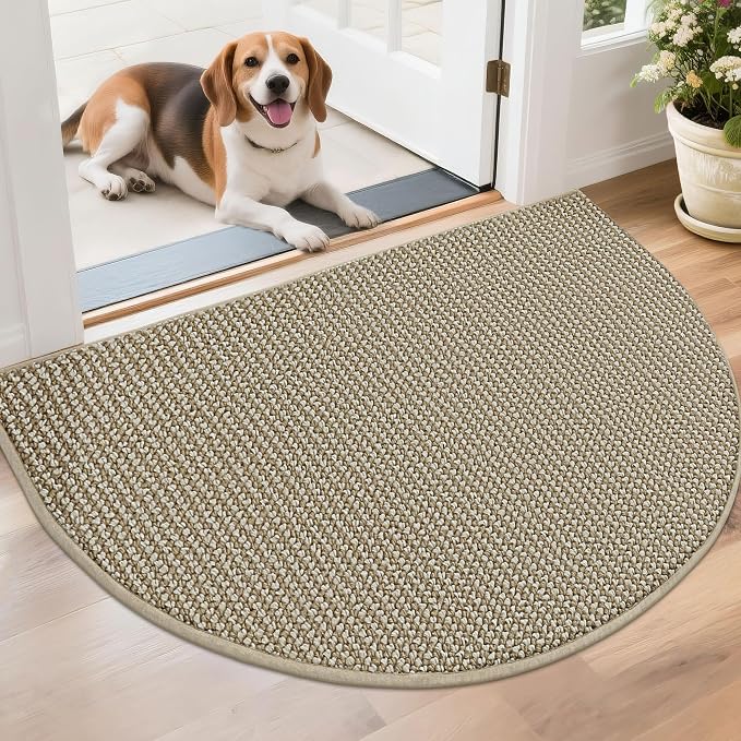 BEQHAUSE Dirt Trapper Door Mat 26" x 40" Half Circle Non-Slip Washable Doormats by BEQHAUSE