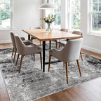 8x8 Square Living Room Area Rug – Washable Modern Neutral Abstract Indoor Rug - Image 5