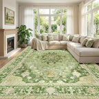 RELEANY Area Rugs Large 10'x14' Washable Non-Slip, Floral Vintage Distress by RELEANY
