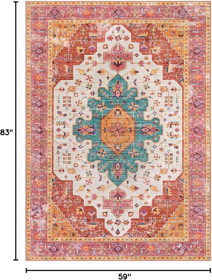 Moynesa Ultra-Thin Washable Vintage Area Rug - Image 2