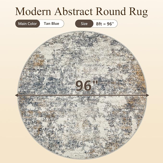 8ft Washable Round Rug - Image 9