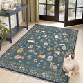Soalmost Cat 3x5 Area Rugs for Entryway, Machine Washable Animal Floral Accent by Soalmost