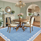 GarveeHome Scalloped 8x10 Rug for Living Room Washable Non-Slip Solid Blue - Image 3