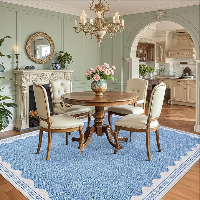 GarveeHome Scalloped Blue Washable Rugs 10x13 Rug - Image 3