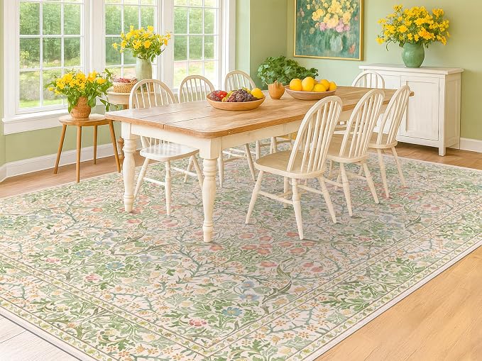 Beige Green 6x9 Washable Area Rugs - Image 9