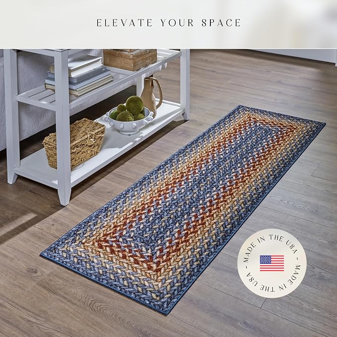 Maples Rugs Marion Bohemian Braided-Style Print Runner Rug – Made in USA – - Image 3