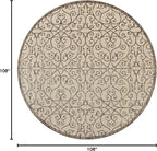 JONATHAN Y Vintage Filigree Indoor Outdoor Round Area Rug 9 Ft Beige/Brown - Image 2
