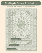 Madane 9x12 Area Rugs for Living Room, Machine Washable Vintage Green Rug - Image 9