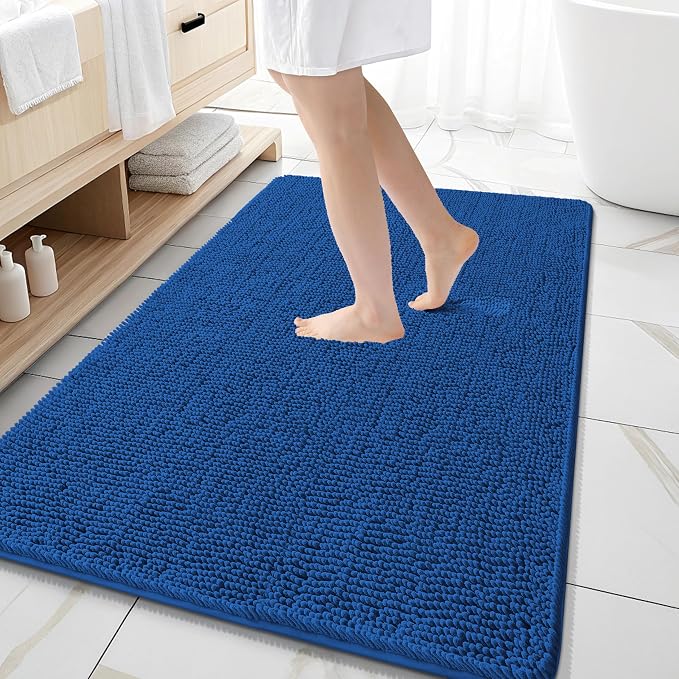 OLANLY Large Bathroom Rugs 59x35, Soft Absorbent Chenille Bath Rugs, Rubber by OLANLY