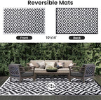 Smiry Waterproof Outdoor Rug 10X14 ft, Reversible Plastic Straw Patio Camping - Image 3