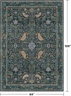 Boho Living Room Rug, 7x10 Floral & Bird Pattern Area Rug - Image 2