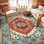 SERISSA 4x6 Boho Bedroom Rug, Washable Non Slip Vintage Orange Area Rugs - Image 5