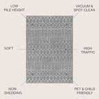 JONATHAN Y Boho Vintage Diamond Gray/Ivory Square Area Rug 3X3 ft, Moroccan Hype - Image 2