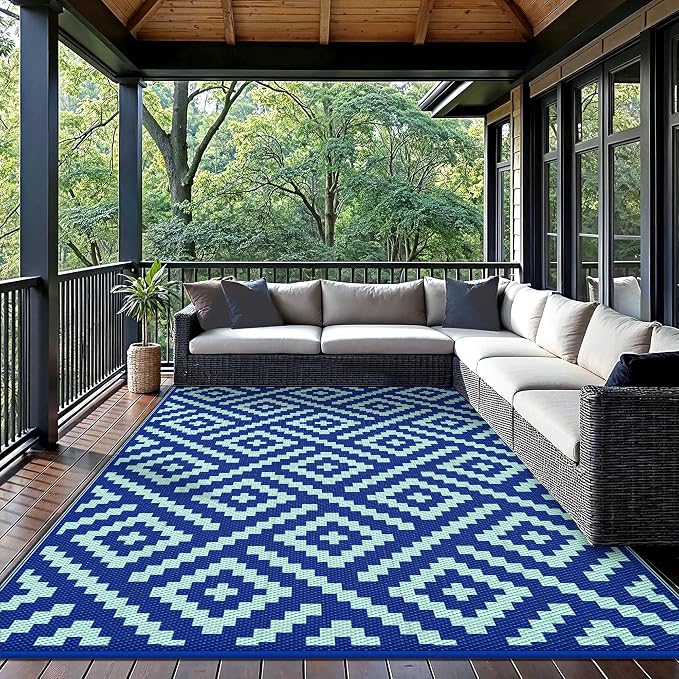 GENIMO Outdoor Rug for Patio Clearance, Reversible Plastic Straw Rugs for RV - Image 2