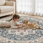 8ft Round Vintage Living Room Area Rug - Image 5