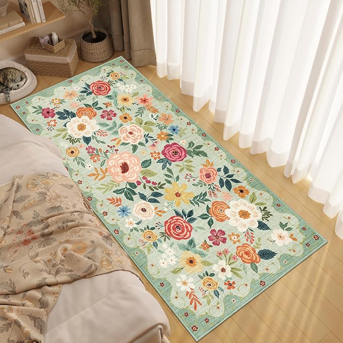 DUKINO 3x6 Runner Rug, Washable Soft Floral Hallway Runner Rug - Image 3