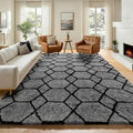 ONASAR 7x9 Area Rugs for Living Room Bedroom, Large Fluffy Grey and Black Throw by ONASAR