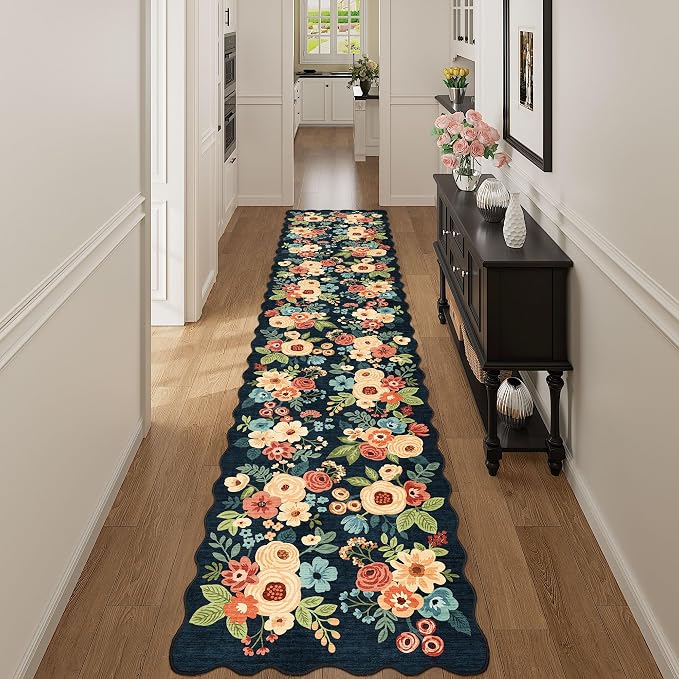 DUKINO 2x12 Runner Rug for Hallway, Soft Floral Washable Kitchen Runner Rug - Image 5